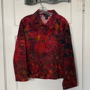 Gaudy Couture Colorful Button-Up Denim Jacket Size XL NWOT